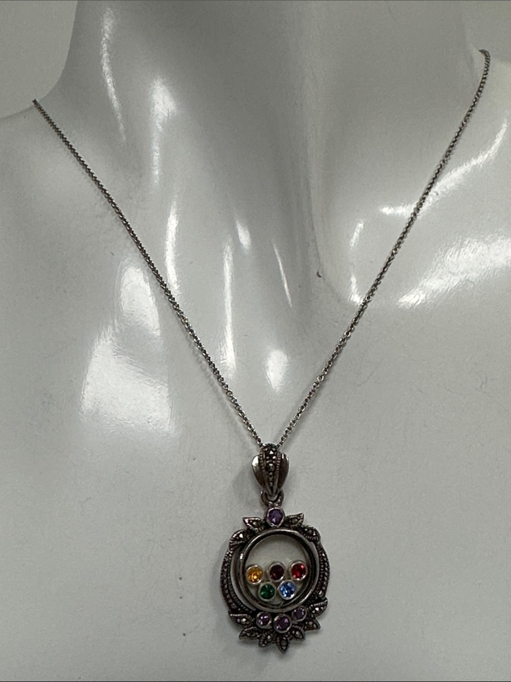 Elegant 925 Sterling Silver amethyst Gemstone Pendant Necklace